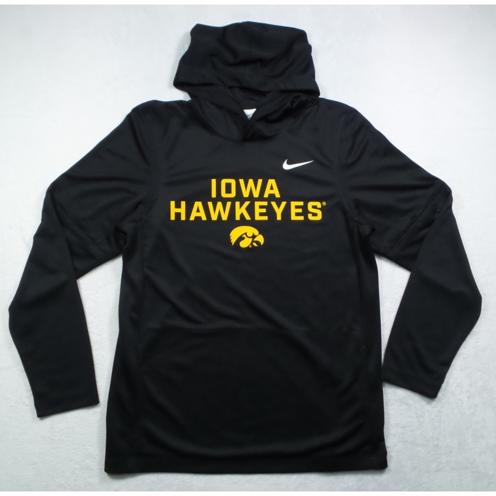 University of Iowa Hawkeyes Sweatshirt Mens Size M Black Nike Dri-Fit Hooded
